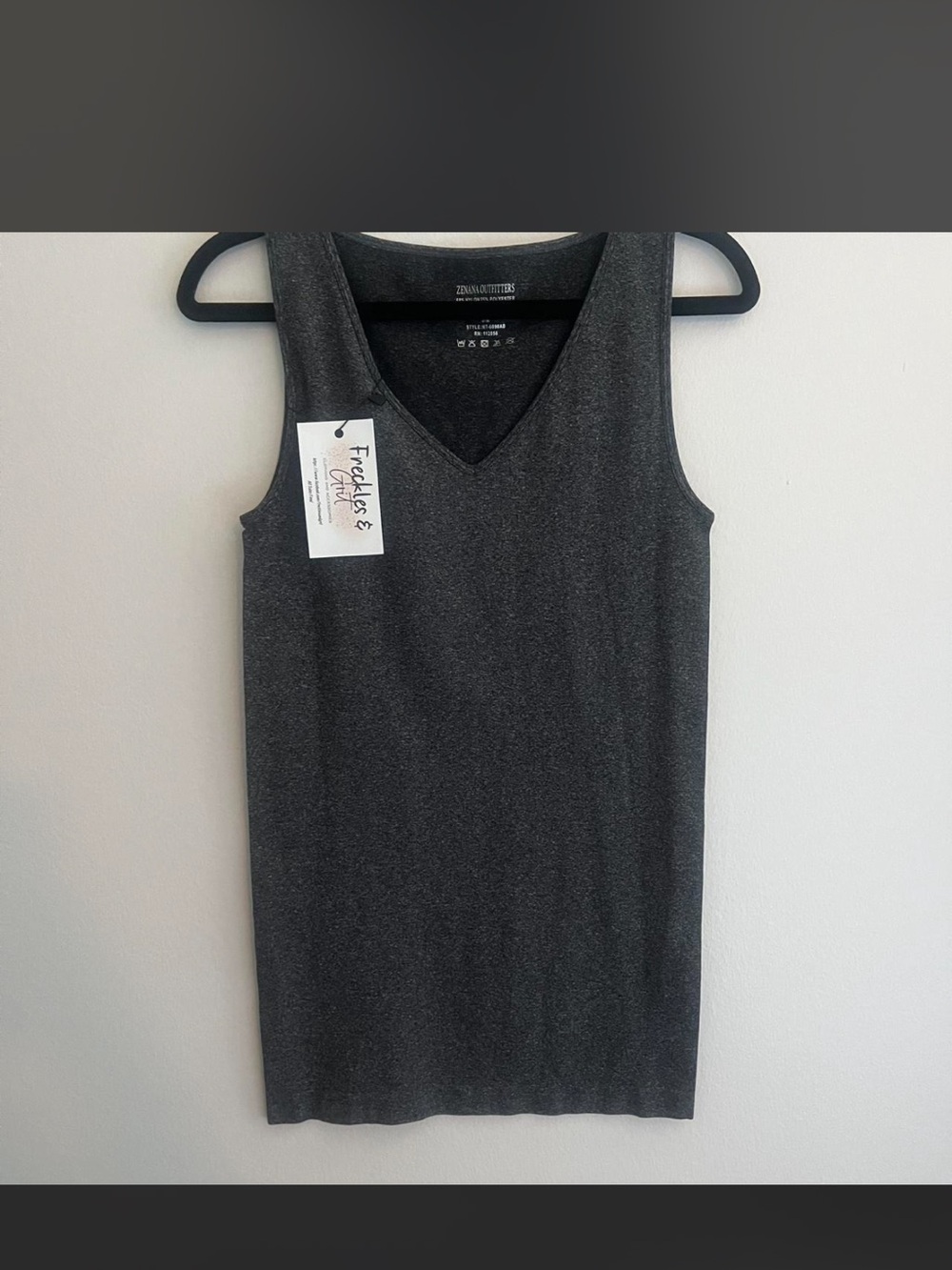 Zenana Outfitters Charcoal Heather V-Neck Tank